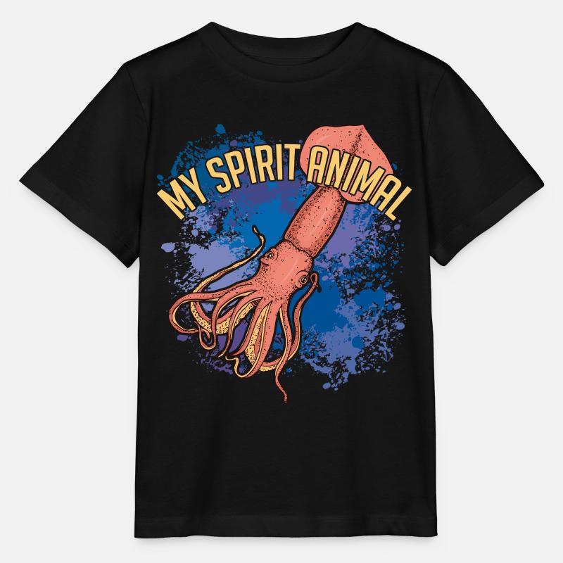 Calmar calamar géant sur des éclaboussures de couleur - T-shirt bio MINI CREATOR Stanley/Stella Enfant - noir