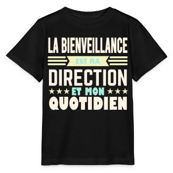 La bienveillance est ma direction et mon quotidien - T-shirt bio MINI CREATOR Stanley/Stella Enfant - noir - Devant - Mikhail (115cm)