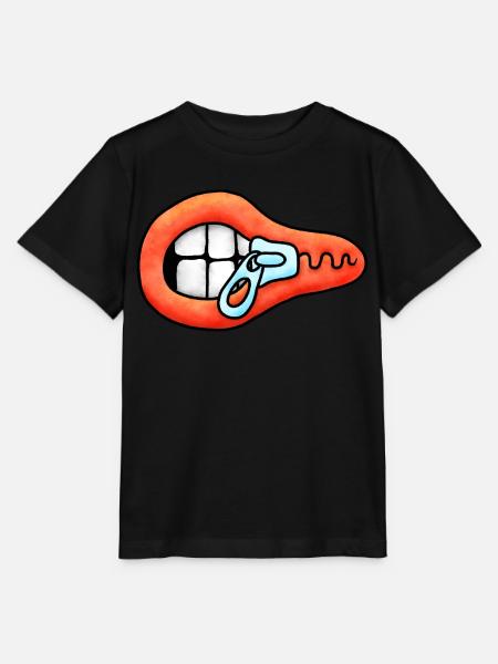 Illustrazione della bocca con cerniera - Stanley/Stella T-shirt MINI CREATOR til børn - sort
