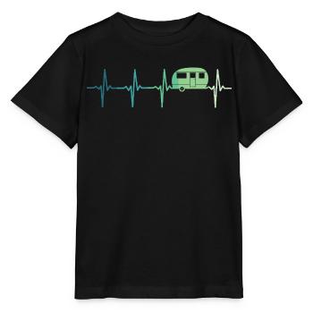 Caravan heartbeat camping caravaning - Stanley/Stella MINI CREATOR Kids’ T-Shirt - black - Front - Mikhail (115cm)