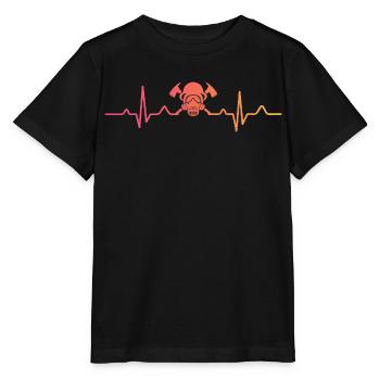 Firefighter Sunset Heartbeat Firefighter - Stanley/Stella MINI CREATOR Kids’ T-Shirt - black - Front - Mikhail (115cm)