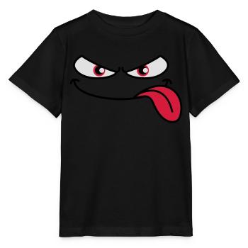 Langue de visage de dessin animé maléfique qui dépasse - T-shirt bio MINI CREATOR Stanley/Stella Enfant - noir - Devant - Mikhail (115cm)
