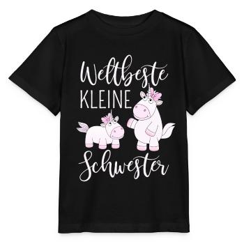 Worlds best little sister unicorn pink sibling - Stanley/Stella MINI CREATOR Kids’ T-Shirt - black - Front - Mikhail (115cm)