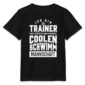 Schwimmen- Shirt Trainer Pool Wasser Geschen - Stanley/Stella Kinder T-Shirt MINI CREATOR  - Schwarz - Vorne - Mikhail (115cm)