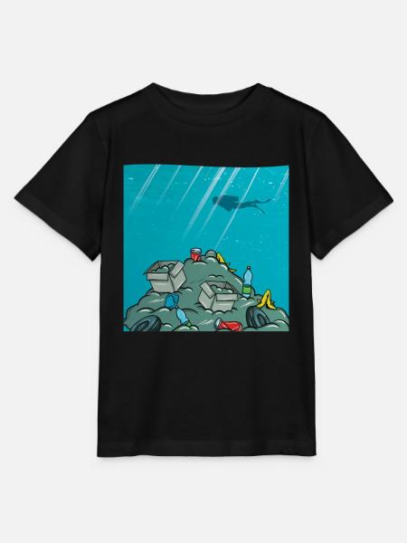 green planet - safe the ocean - Stanley/Stella Kinder T-Shirt MINI CREATOR - Schwarz