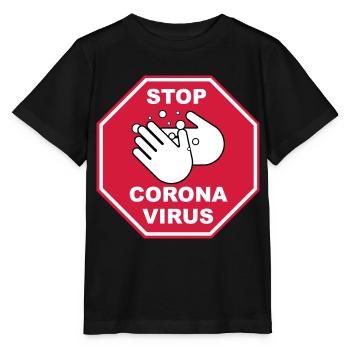 Stop Corona Virus - Stanley/Stella Kinder T-Shirt MINI CREATOR  - Schwarz - Vorne - Mikhail (115cm)