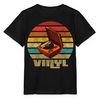 Vinyle Vintage Retro Musique Boîte Disque phonographe - T-shirt bio MINI CREATOR Stanley/Stella Enfant - noir - Devant - Mikhail (115cm)