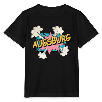 Augsbourg Allemagne City Font Pop Art Comic - T-shirt bio MINI CREATOR Stanley/Stella Enfant - noir - Devant - Mikhail (115cm)