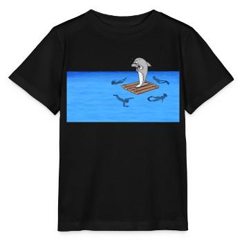 Hai auf Floß - Stanley/Stella Kinder T-Shirt MINI CREATOR  - Schwarz - Vorne - Mikhail (115cm)