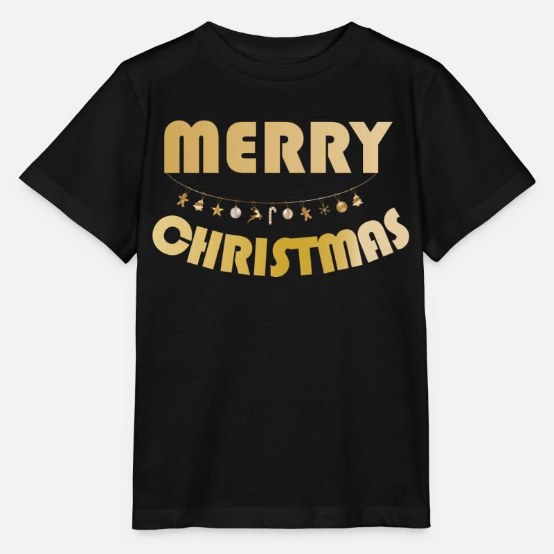 MERRY CHRISTMAS goldene Lichterkette - Stanley/Stella Kinder T-Shirt MINI CREATOR - Schwarz