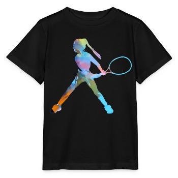 tennis,backhand,tennis player,girl,child - Stanley/Stella MINI CREATOR Kids’ T-Shirt - black - Front - Mikhail (115cm)
