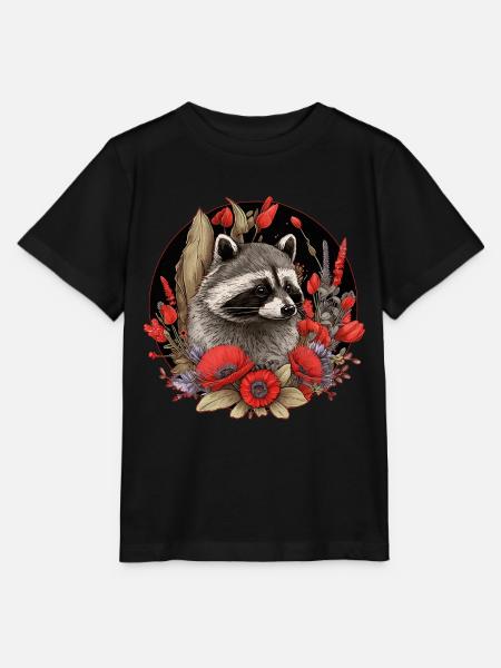 Waschbär Waldtiere - Stanley/Stella Kinder T-Shirt MINI CREATOR  - Schwarz