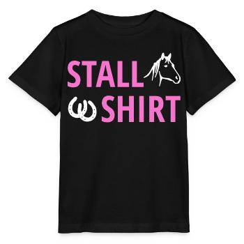 Stall Shirt - Süßes Pferd Schriftzug Hufeisenpaar - Stanley/Stella Kinder T-Shirt MINI CREATOR  - Schwarz - Vorne - Mikhail (115cm)