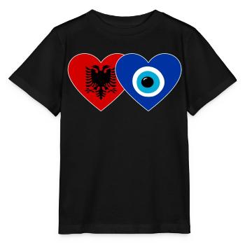 Albanien Nazarperle Flagge Herz - Stanley/Stella Kinder T-Shirt MINI CREATOR  - Schwarz - Vorne - Mikhail (115cm)