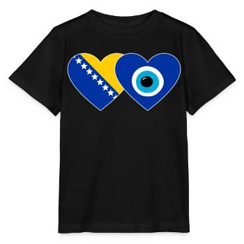 Bosnien Nazarperle Flagge - Stanley/Stella Kinder T-Shirt MINI CREATOR  - Schwarz - Vorne - Mikhail (115cm)