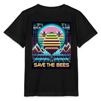 Retro-Futurismus Bienenrettung (Save the Bees) - Stanley/Stella Kinder T-Shirt MINI CREATOR  - Schwarz - Vorne - Mikhail (115cm)