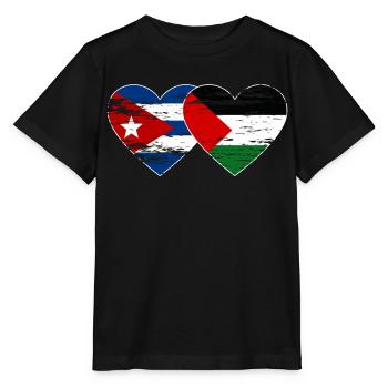 Kuba Palästina Flagge Herz used - Stanley/Stella Kinder T-Shirt MINI CREATOR  - Schwarz - Vorne - Mikhail (115cm)