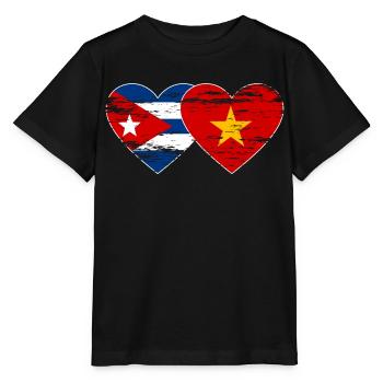 Kuba Vietnam Flagge Herz used - Stanley/Stella Kinder T-Shirt MINI CREATOR  - Schwarz - Vorne - Mikhail (115cm)