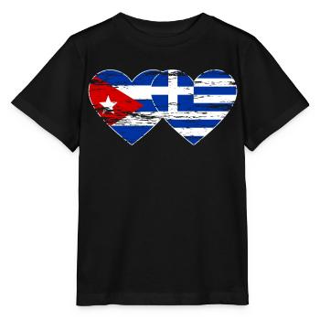 Kuba Griechenland Flagge Herz used - Stanley/Stella Kinder T-Shirt MINI CREATOR  - Schwarz - Vorne - Mikhail (115cm)