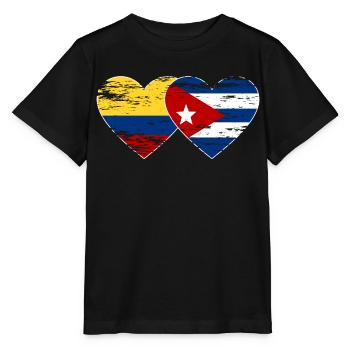 Kolumbien Kuba Flagge Herz used - Stanley/Stella Kinder T-Shirt MINI CREATOR  - Schwarz - Vorne - Mikhail (115cm)