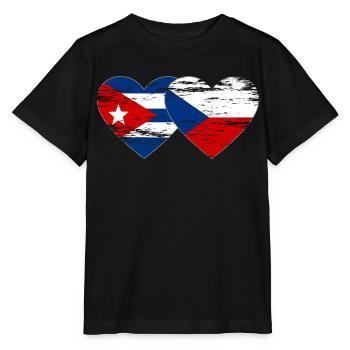 Kuba Tschechien Flagge Herz used - Stanley/Stella Kinder T-Shirt MINI CREATOR  - Schwarz - Vorne - Mikhail (115cm)
