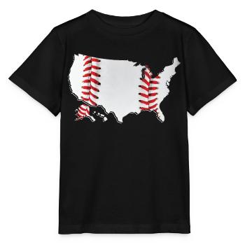 USA | echter Baseball | Landkarte - Stanley/Stella Kinder T-Shirt MINI CREATOR  - Schwarz - Vorne - Mikhail (115cm)