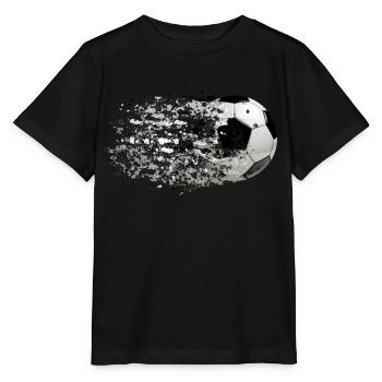 51 Fußball Ball fliegt Spritzer Splash Farbkleckse - Stanley/Stella Kinder T-Shirt MINI CREATOR  - Schwarz - Vorne - Mikhail (115cm)