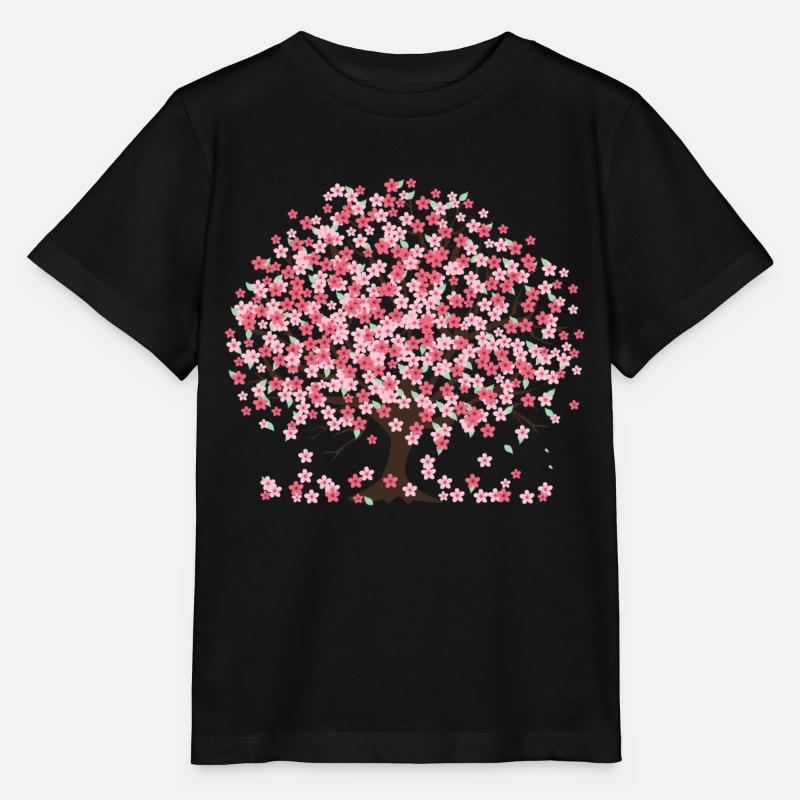 Arbre et pétales de fleurs de cerisier - T-shirt bio MINI CREATOR Stanley/Stella Enfant - noir