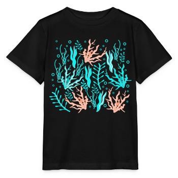 unter Wasser Pflanzen Muster - Stanley/Stella Kinder T-Shirt MINI CREATOR  - Schwarz - Vorne - Mikhail (115cm)
