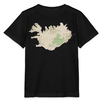Map of Iceland - Stanley/Stella MINI CREATOR Kids’ T-Shirt - black - Front - Mikhail (115cm)