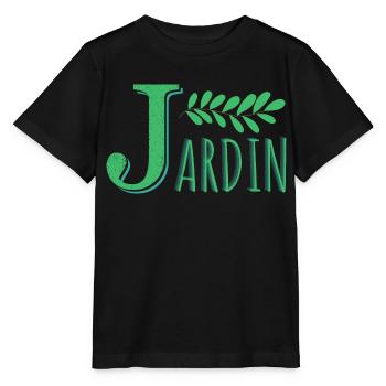 JARDIN J majuscule vert - T-shirt bio MINI CREATOR Stanley/Stella Enfant - noir - Devant - Mikhail (115cm)