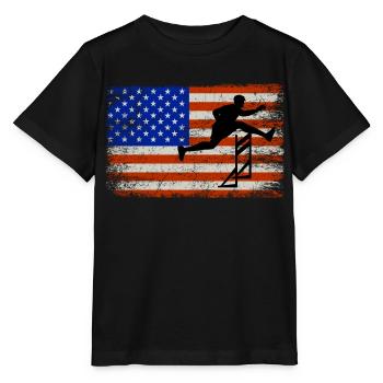 American Flag Hurdles Hurdling Hurdler Patriotic - Stanley/Stella MINI CREATOR Kids’ T-Shirt - black - Front - Mikhail (115cm)
