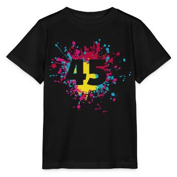 Numéro 45e éclaboussure de couleur - T-shirt bio MINI CREATOR Stanley/Stella Enfant - noir - Devant - Mikhail (115cm)