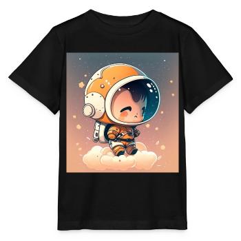 Mignon Chibi Astronaute - T-shirt bio MINI CREATOR Stanley/Stella Enfant - noir - Devant - Mikhail (115cm)