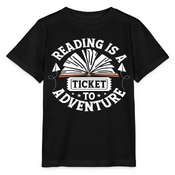 La lecture est un billet pour l’aventure - T-shirt bio MINI CREATOR Stanley/Stella Enfant - noir - Devant - Mikhail (115cm)