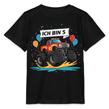 Monster Truck - Ich bin 5 - Einzigartiges Geschenk - Stanley/Stella Kinder T-Shirt MINI CREATOR  - Schwarz - Vorne - Mikhail (115cm)