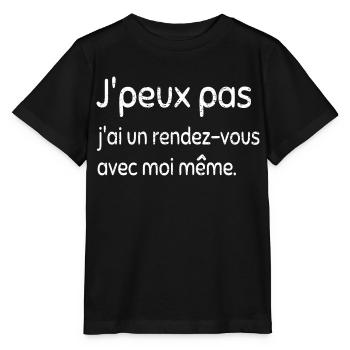Je peux pas, j'ai un rendez-vous avec moi-même - T-shirt bio MINI CREATOR Stanley/Stella Enfant - noir - Devant - Mikhail (115cm)