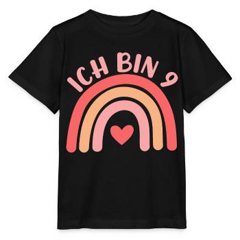 Ich bin 9 niedliche Regenbogen Design Junge Mädche - Stanley/Stella MINI CREATOR Kids’ T-Shirt - black - Front - Mikhail (115cm)