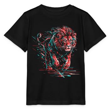 Lion Neon Lion Head Colorful Predator Animal Wild - Stanley/Stella MINI CREATOR Kids’ T-Shirt - black - Front - Mikhail (115cm)