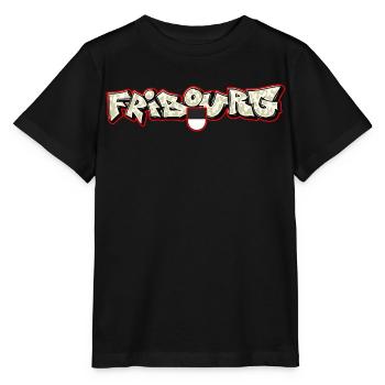 Fribourg Graffiti - T-shirt bio MINI CREATOR Stanley/Stella Enfant - noir - Devant - Mikhail (115cm)