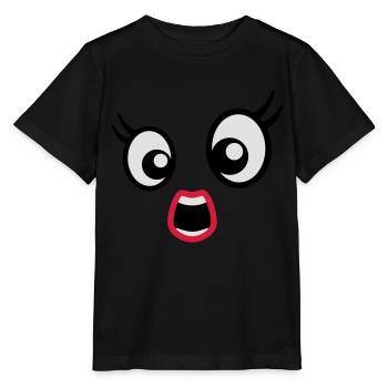 Erschrocken gucken Cartoon Gesicht Frau Weiblich - Stanley/Stella Kinder T-Shirt MINI CREATOR  - Schwarz - Vorne - Mikhail (115cm)