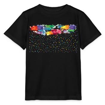 rainbow rainy day (wide) - Stanley/Stella MINI CREATOR Kids’ T-Shirt - black - Front - Mikhail (115cm)