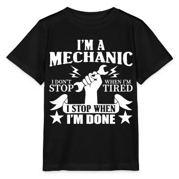 Funny Mechanic stop when done - Stanley/Stella MINI CREATOR Kids’ T-Shirt - black - Front - Mikhail (115cm)