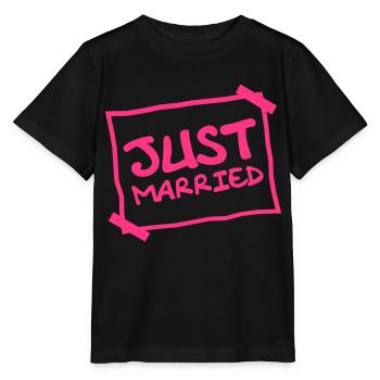 Just Married Notice - Stanley/Stella MINI CREATOR Kids’ T-Shirt - black - Front - Mikhail (115cm)