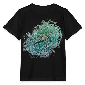 tortue - T-shirt bio MINI CREATOR Stanley/Stella Enfant - noir - Devant - Mikhail (115cm)
