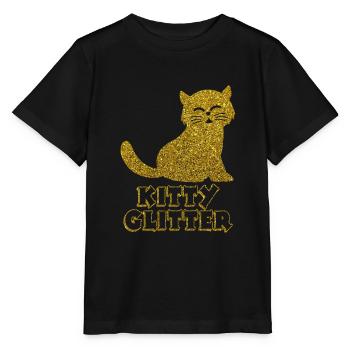 Glitter golden cat sparkle kitty glitter - Stanley/Stella MINI CREATOR Kids’ T-Shirt - black - Front - Mikhail (115cm)