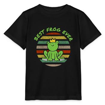 Comic frog funny funny joke green crown king - Stanley/Stella MINI CREATOR Kids’ T-Shirt - black - Front - Mikhail (115cm)
