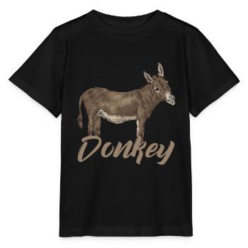 Donkey animal animal lover animal lover animal love idea - Stanley/Stella MINI CREATOR Kids’ T-Shirt - black - Front - Mikhail (115cm)