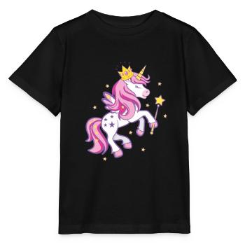 Licorne princesse licorne couronne baguette étoile rose - T-shirt bio MINI CREATOR Stanley/Stella Enfant - noir - Devant - Mikhail (115cm)