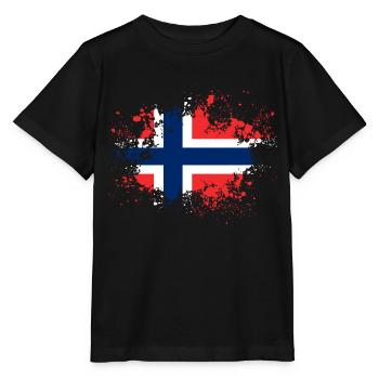 Norway Norway flag patch gift idea - Stanley/Stella MINI CREATOR Kids’ T-Shirt - black - Front - Mikhail (115cm)